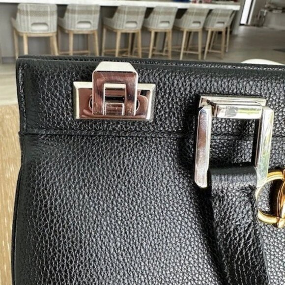GUCCI BLACK LEATHER ZUMI TOP HANDLE MEDIUM, Authentic - Picture 10 of 13